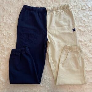 Fila Cream and Blue Colorblock Legs Jogger Sweatpants Loungewear Size Medium